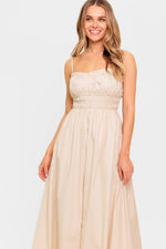 HONEY SUNSET CREAM WOVEN MIDI DRESS - By Baano