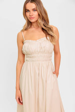 HONEY SUNSET CREAM WOVEN MIDI DRESS - By Baano