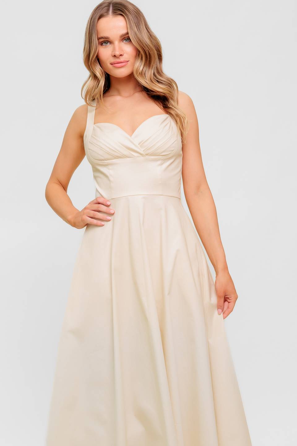 OCEAN SHEEN TENDER CREAM WOVEN MIDI DRESS - By Baano