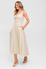 OCEAN SHEEN TENDER CREAM WOVEN MIDI DRESS - By Baano