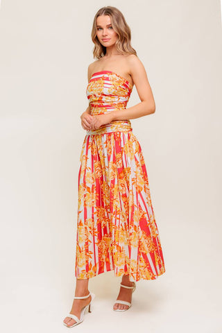 PEONY STORM DANCE WOVEN MIDI DRESS - By Baano