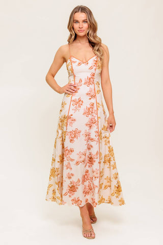 SANDSTONE PETAL WOVEN MIDI DRESS - By Baano