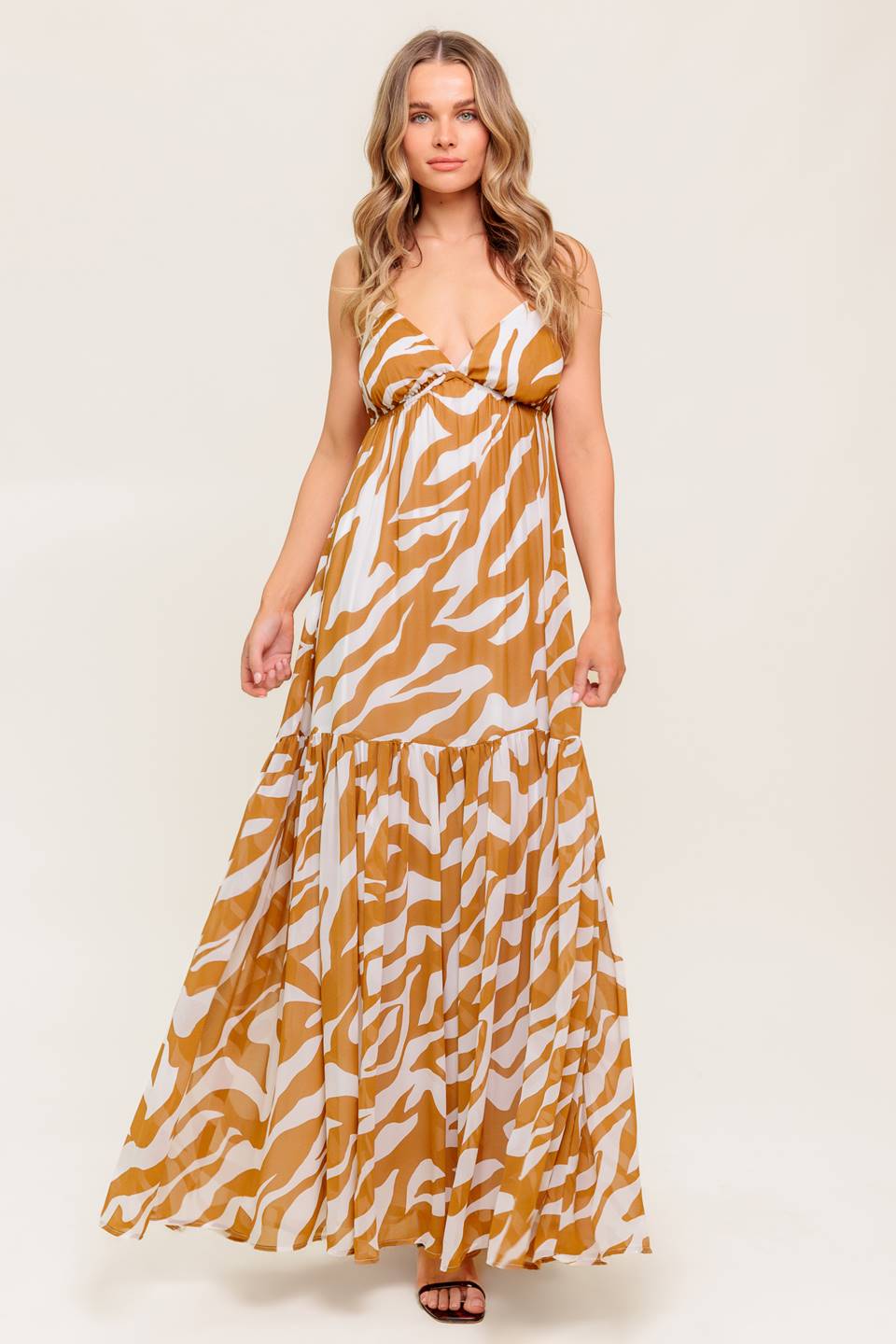DEW KISS ALMOND WOVEN MAXI DRESS - By Baano