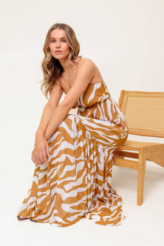 DEW KISS ALMOND WOVEN MAXI DRESS - By Baano