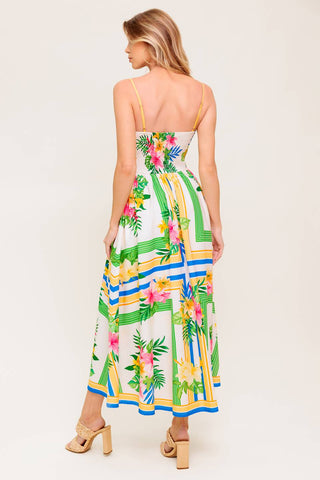 FLORAL HARMONY WOVEN MIDI DRESS - By Baano