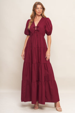 SUMMER GLOW BURGUNDY WOVEN MAXI DRESS - By Baano