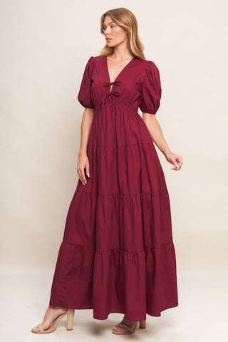 SUMMER GLOW BURGUNDY WOVEN MAXI DRESS - By Baano
