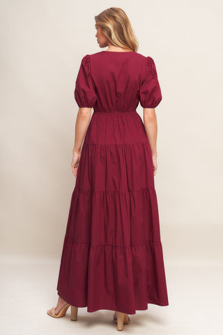 SUMMER GLOW BURGUNDY WOVEN MAXI DRESS - By Baano