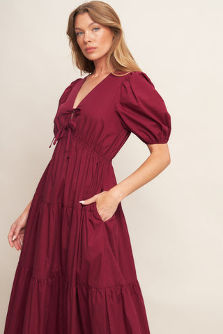 SUMMER GLOW BURGUNDY WOVEN MAXI DRESS - By Baano