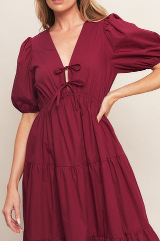 SUMMER GLOW BURGUNDY WOVEN MAXI DRESS - By Baano