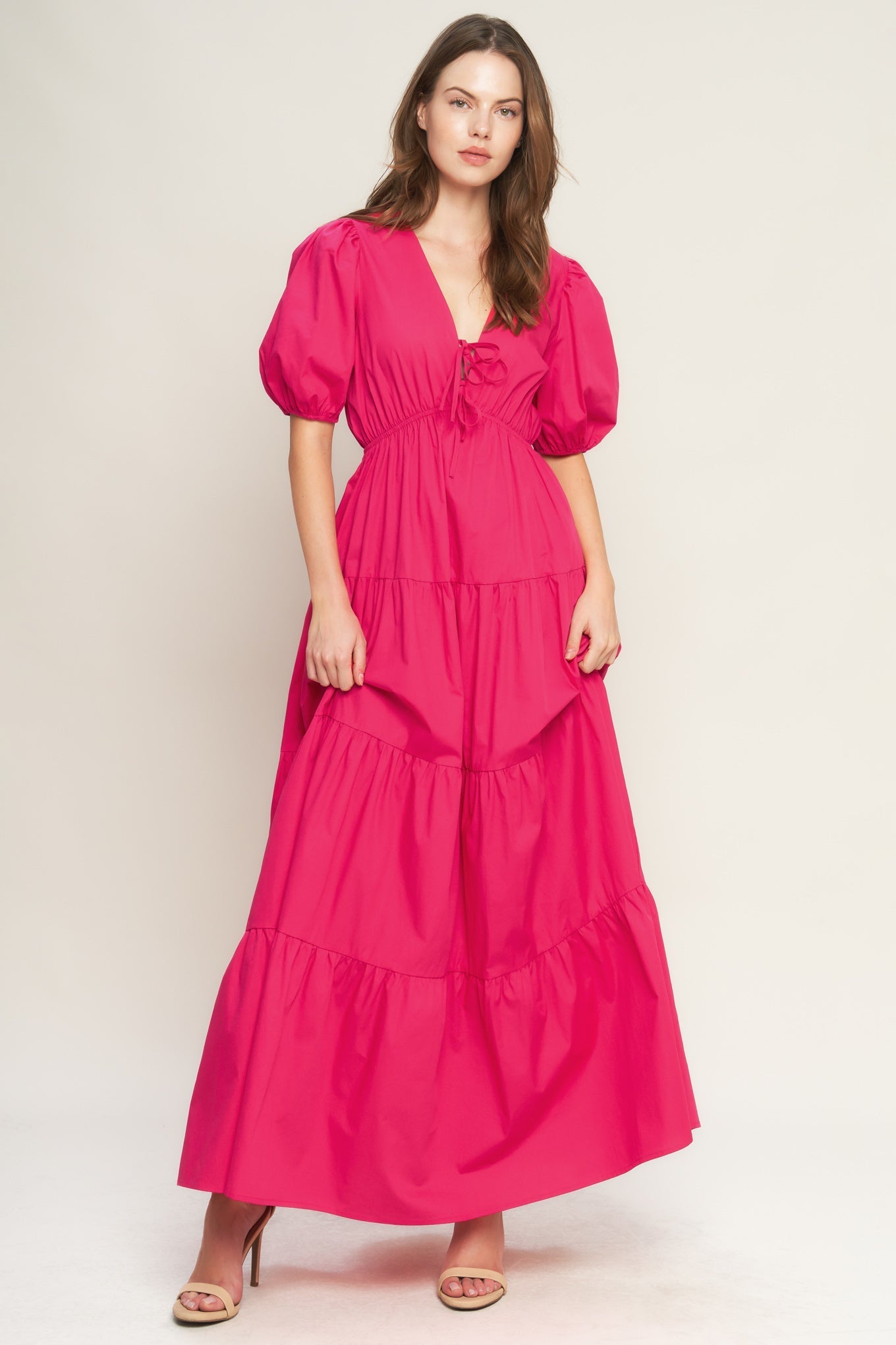 SUMMER GLOW FUCHSIA WOVEN MAXI DRESS Flying Tomato