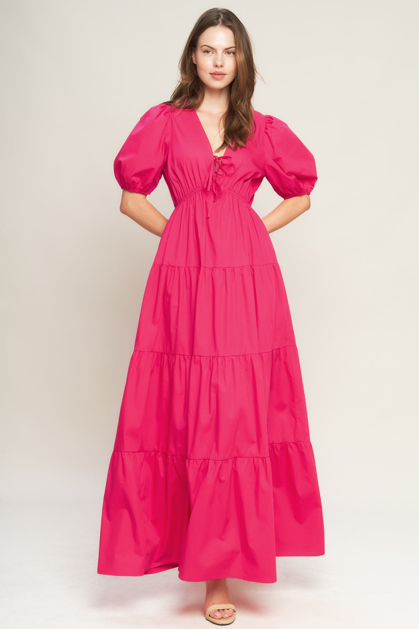 SUMMER GLOW FUCHSIA WOVEN MAXI DRESS Flying Tomato