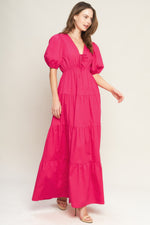 SUMMER GLOW FUCHSIA WOVEN MAXI DRESS Flying Tomato