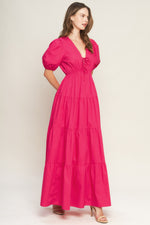 SUMMER GLOW FUCHSIA WOVEN MAXI DRESS Flying Tomato