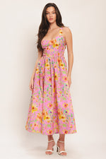 ROSY DAYDREAM WOVEN MIDI DRESS