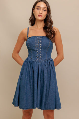 SUMMER RODEO DENIM MINI DRESS - By Baano