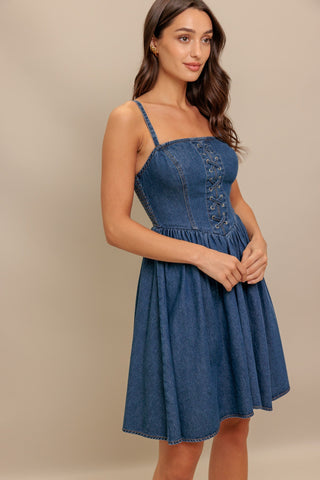 SUMMER RODEO DENIM MINI DRESS - By Baano