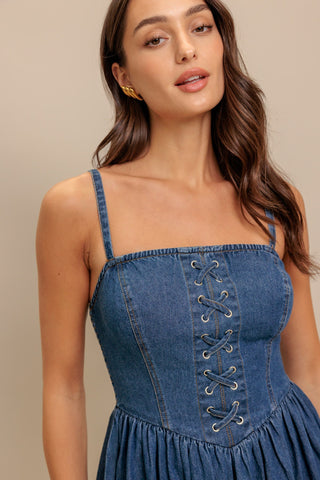 SUMMER RODEO DENIM MINI DRESS - By Baano