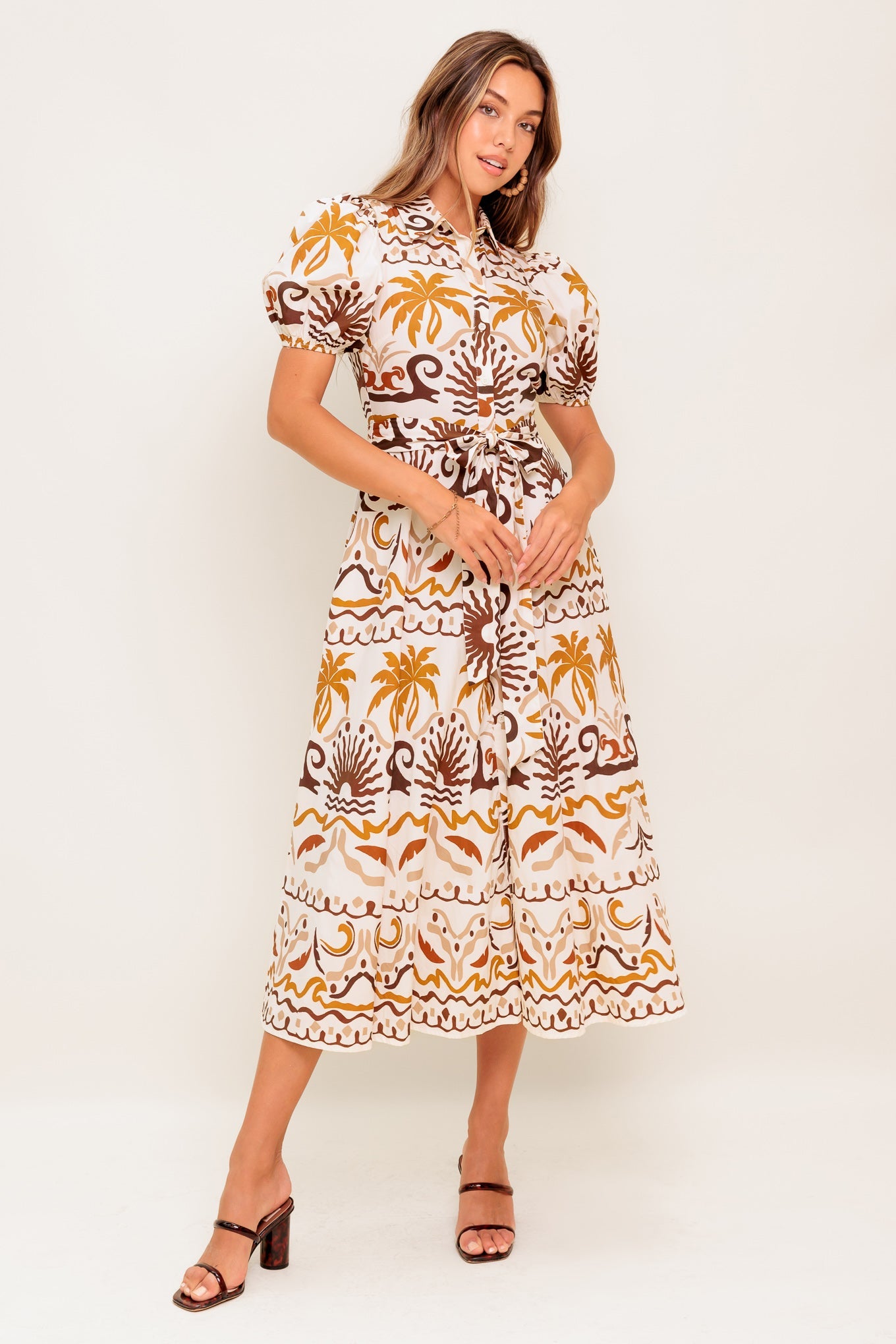 TROPICANA SUNSET WOVEN MIDI DRESS - By Baano