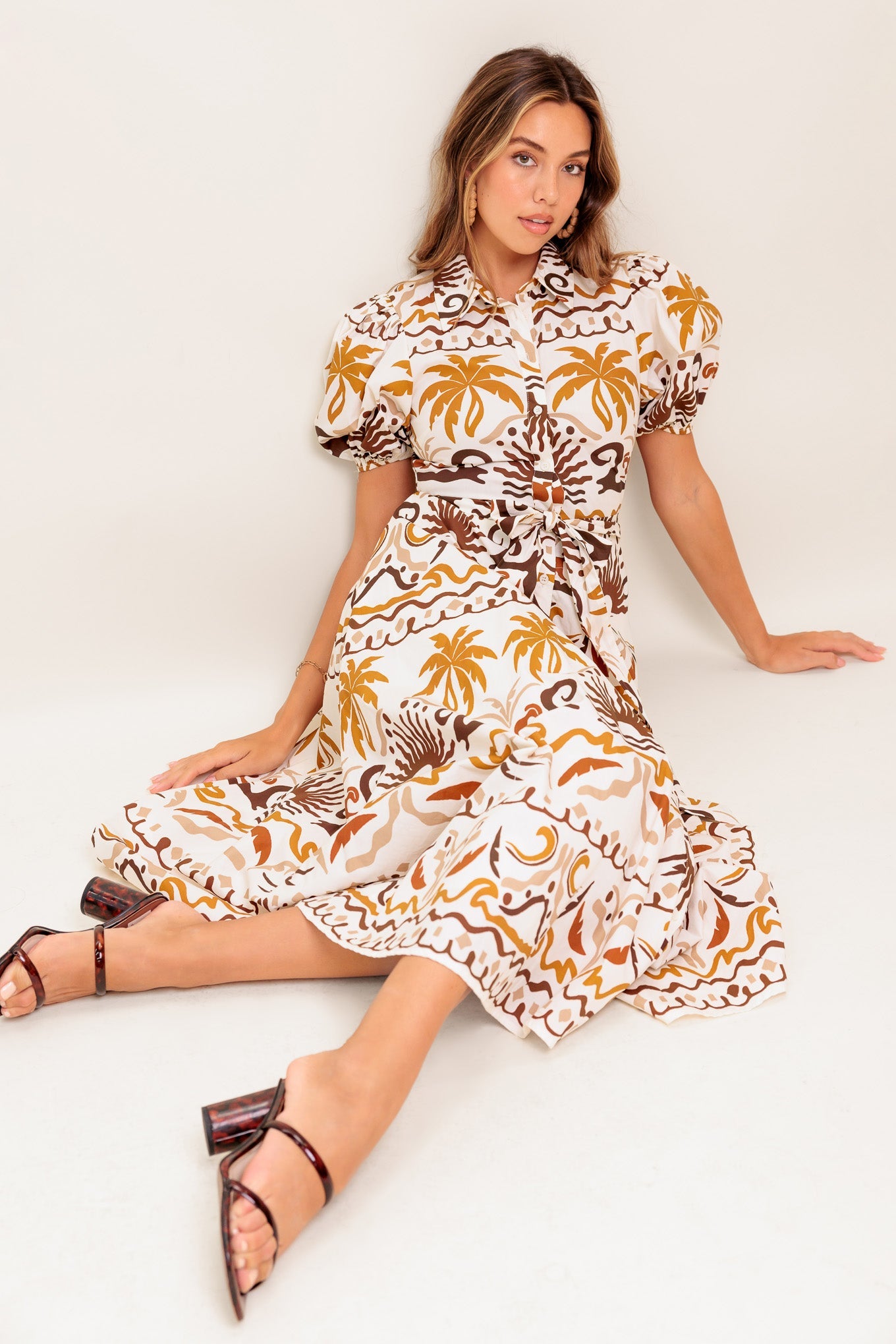 TROPICANA SUNSET WOVEN MIDI DRESS - By Baano