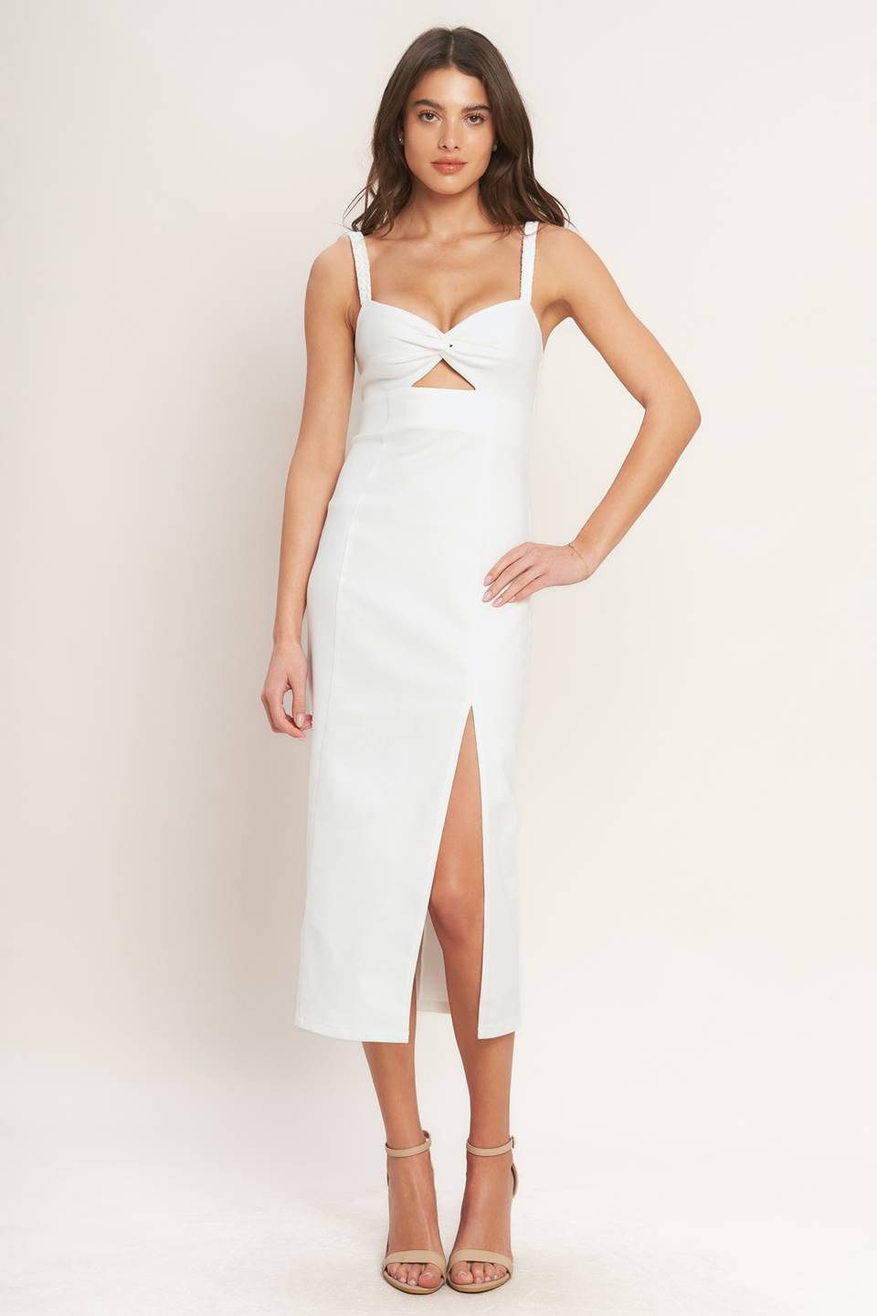 SILENT SHIN TWILL MIDI DRESS Flying Tomato