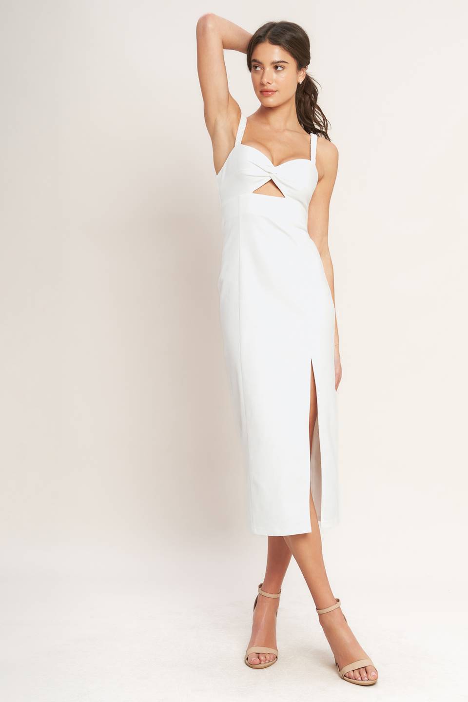 SILENT SHIN TWILL MIDI DRESS Flying Tomato