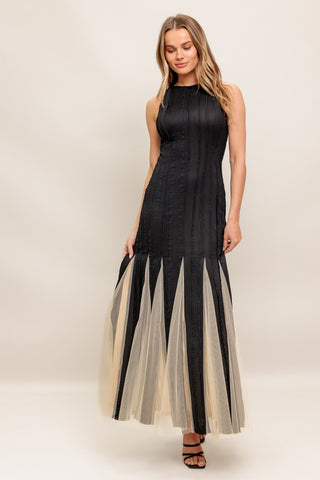 NOIR TULLE BLACK KNIT MAXI DRESS - By Baano