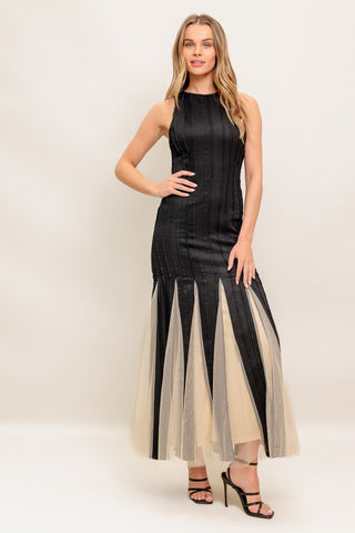 NOIR TULLE BLACK KNIT MAXI DRESS - By Baano