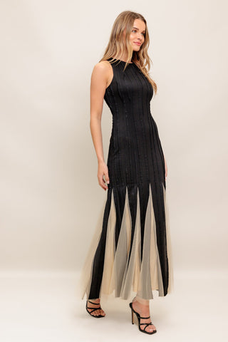 NOIR TULLE BLACK KNIT MAXI DRESS - By Baano