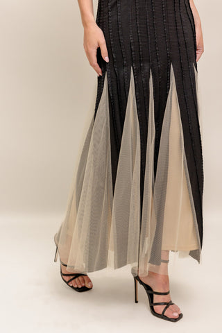 NOIR TULLE BLACK KNIT MAXI DRESS - By Baano