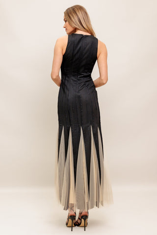 NOIR TULLE BLACK KNIT MAXI DRESS - By Baano