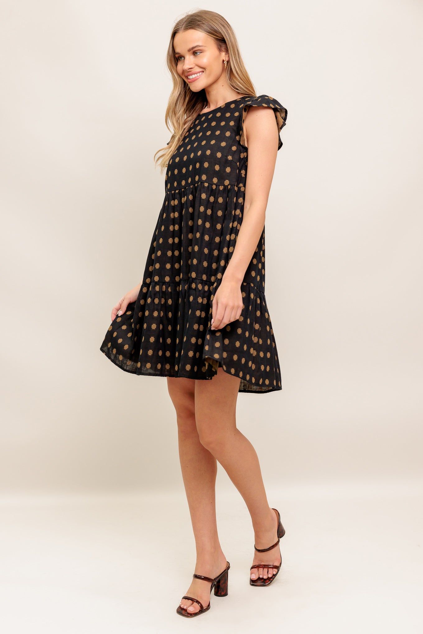 POLKA BREEZE WOVEN MINI DRESS - By Baano