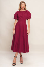 CRIMSON ROMANCE WOVEN MIDI DRESS - By Baano