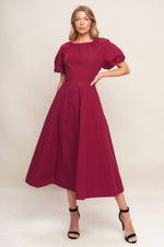 CRIMSON ROMANCE WOVEN MIDI DRESS - By Baano