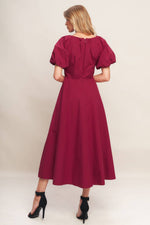 CRIMSON ROMANCE WOVEN MIDI DRESS - By Baano