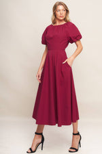 CRIMSON ROMANCE WOVEN MIDI DRESS - By Baano