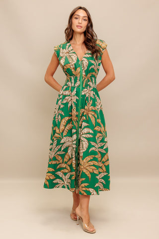 LUSH STILLNESS WOVEN MIDI DRESS - By Baano