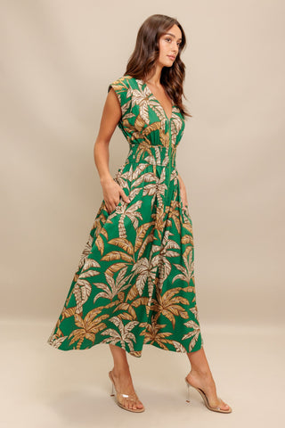 LUSH STILLNESS WOVEN MIDI DRESS - By Baano