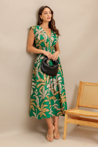 LUSH STILLNESS WOVEN MIDI DRESS - By Baano