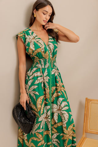 LUSH STILLNESS WOVEN MIDI DRESS - By Baano