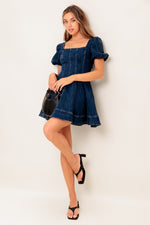 DARK MIDNIGHT DENIM MINI DRESS