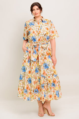 HAZEL DREAM IVORY WOVEN MIDI DRESS - By Baano