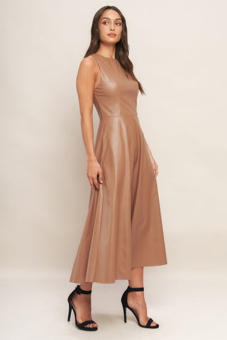 BARE SOPHISTIQUE FAUX LEATHER MIDI DRESS - By Baano
