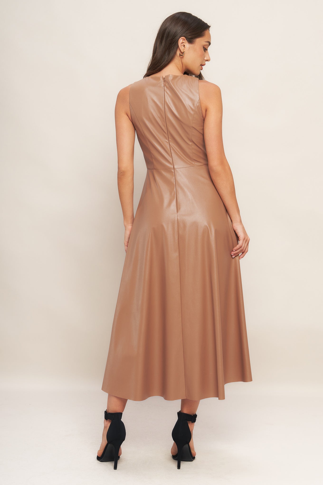 BARE SOPHISTIQUE FAUX LEATHER MIDI DRESS - By Baano