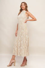 ELEGANT FLORAL STRETCH LACE MIDI DRESS - By Baano