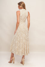 ELEGANT FLORAL STRETCH LACE MIDI DRESS - By Baano