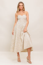 ELEGANT BLOSSOM WOVEN MIDI DRESS - By Baano