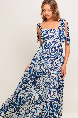 ISLAND SERENADE NAVY WOVEN MAXI DRESS - By Baano