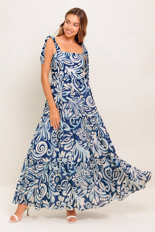 ISLAND SERENADE NAVY WOVEN MAXI DRESS - By Baano