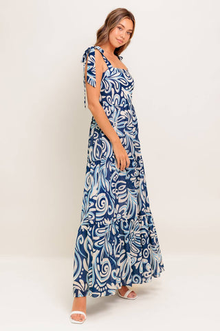 ISLAND SERENADE NAVY WOVEN MAXI DRESS - By Baano